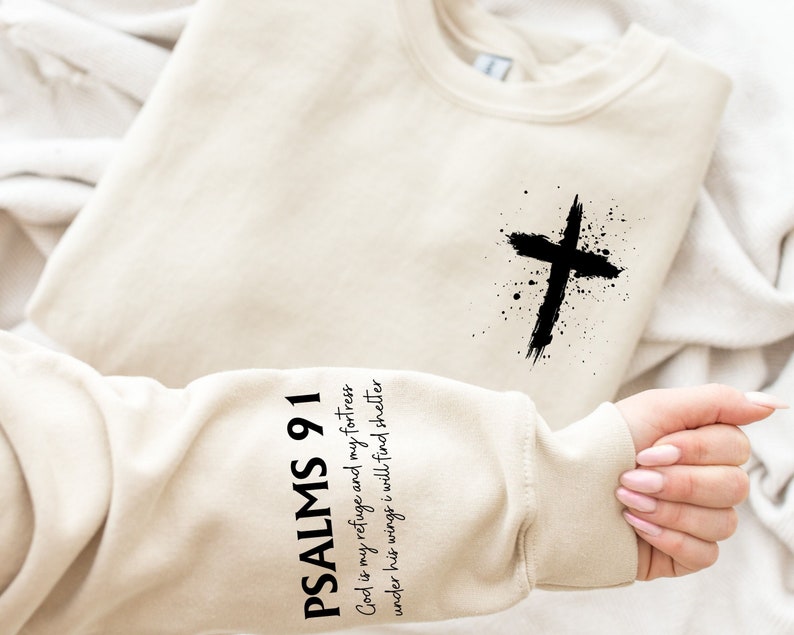 Psalms 91 Sleeve Print Sweatshirt