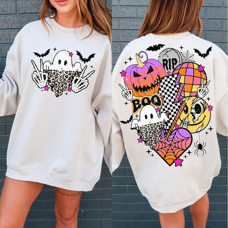 Retro Halloween Smiley Face Spooky Sweatshirt
