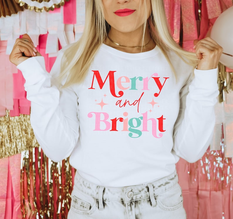 Merry and Bright Cute Christmas Sweatshirt