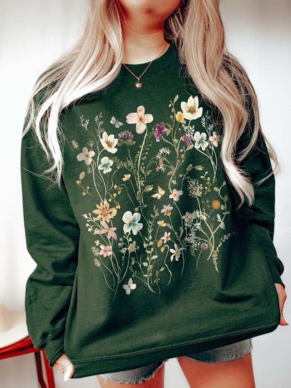 Vintage Pressed Flowers Sweatshirt