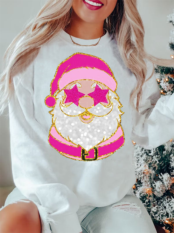 Santa with Pink Sunglasses Trendy Sweatshirt